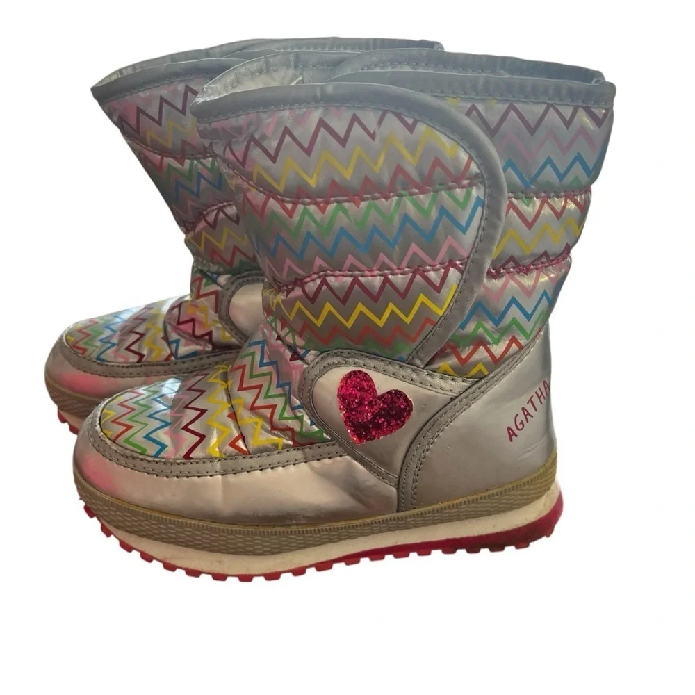 Agatha Ruiz De La Prada Colorful Zigzag Kids Snow Boots